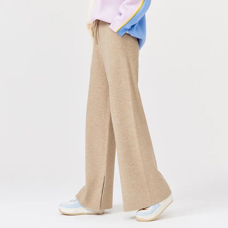 Pantalones casuales de pierna ancha de invierno para mujer