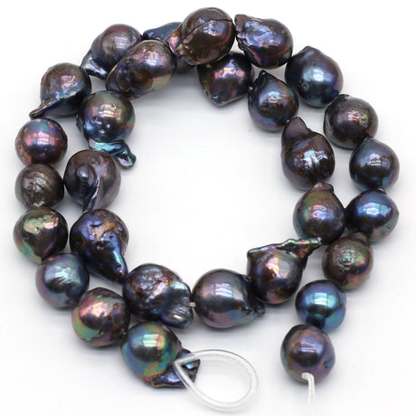 Natural Fresh Water Pearl Black Irregular Round 12-13mm - Dazpy