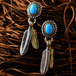 Sterling Silver Vintage Indian Feather Earrings - Dazpy