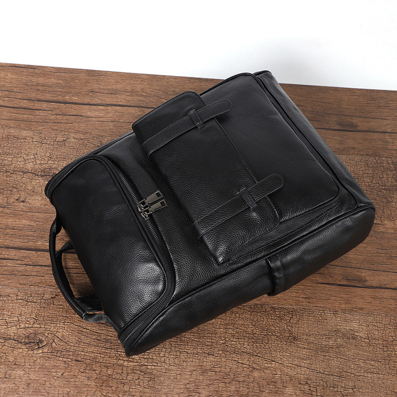 Top Layer Backpackage Genuine Leather Large Capacity