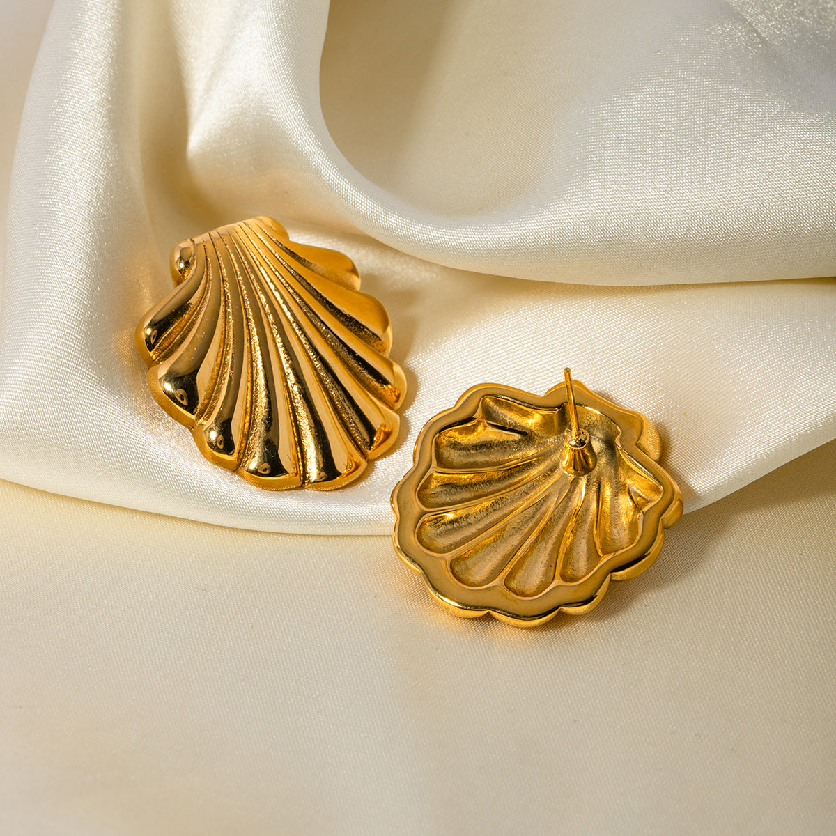 Chic Gold Plated Shell Earrings