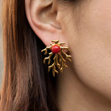 Gold Plated Coral-shaped Earrings