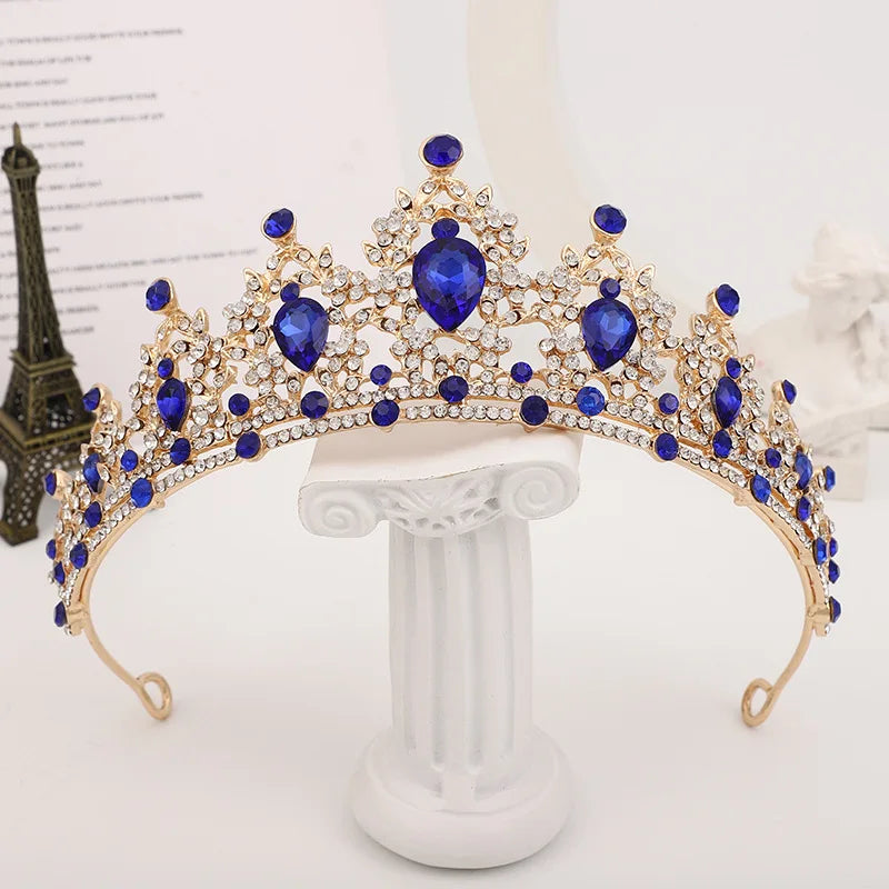 Tiara nupcial barroca de oro y cristal color champán