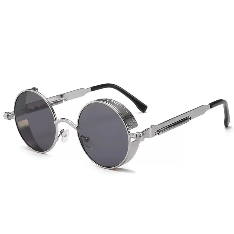 Luxuriöse, runde Steampunk-Sonnenbrille für Damen und Herren