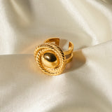 Anillo abierto con aro en espiral de acero inoxidable chapado en oro de 18 quilates