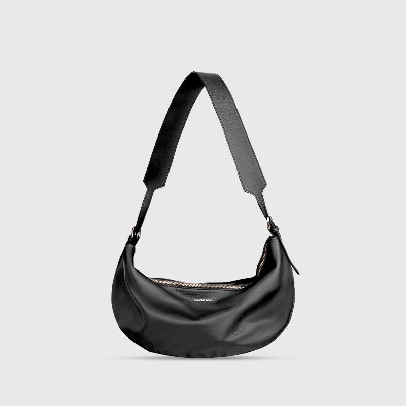 Chic Simple Leather Crossbody Fanny Pack - Vintage Half Moon Chest Bag