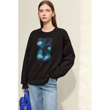 Lockeres Sweatshirt mit abstraktem Print für Damen