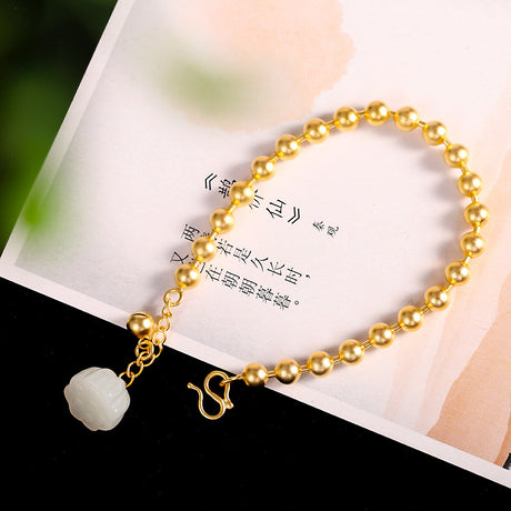 Fashion Simple White Jade Lotus Bracelet - Dazpy