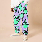 Trousers Loose Mid-waist Printed Fall   For Men