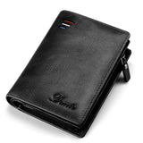 Vintage men's short wallet with leather zipper - Dazpy