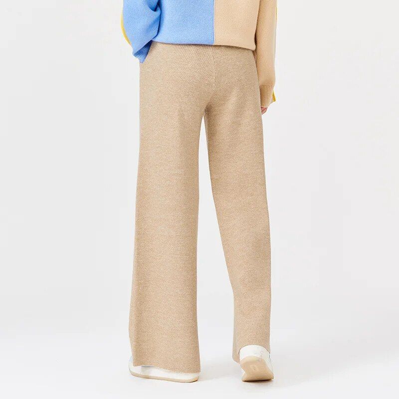 Pantalones casuales de pierna ancha de invierno para mujer