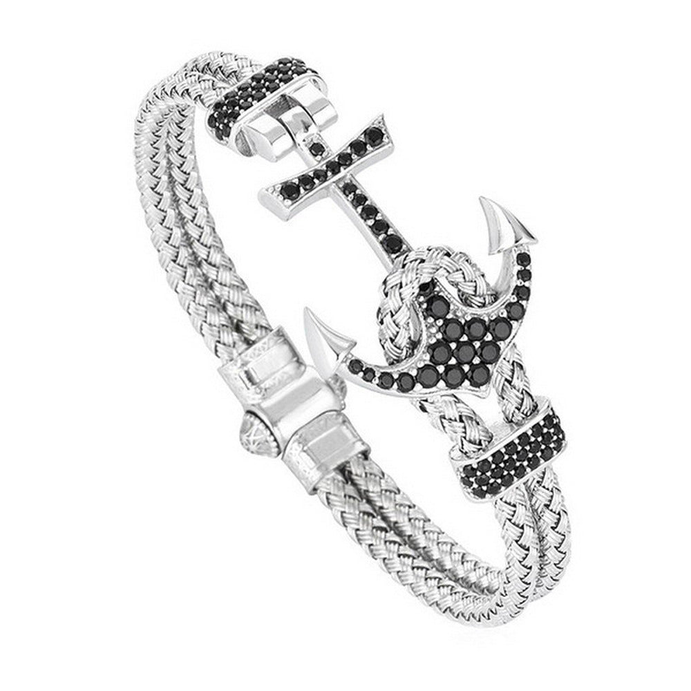 Men's Titanium Steel Diamond Boat Anchor Bracelet - Dazpy