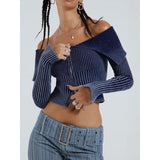 Schicker gestrickter One-Shoulder-Midriff-Cardigan