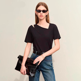 Asymmetrisches, lässiges Sommer-T-Shirt mit V-Ausschnitt