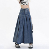 Chic High Waist Vintage Blue Denim A-line Skirt