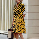 Women's Digital-Print Stretch A-Line Midi Dress