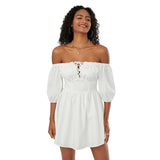 Summer Chic Off-Shoulder Mini A-Line Dress with Puff Sleeves