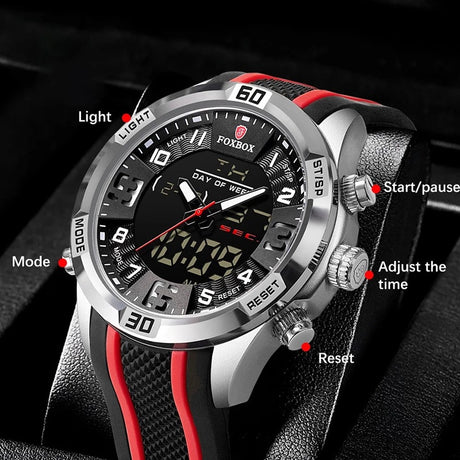 Men's Dual Display Watch Multi-function Chronograph - Dazpy