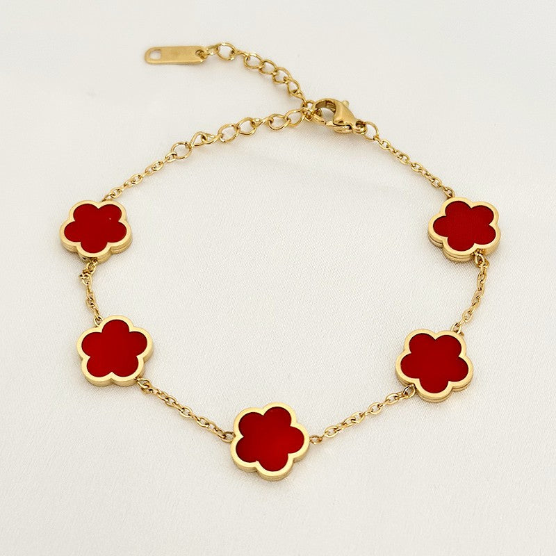 Pulsera y collar de lujo con dije de flor verde para mujer