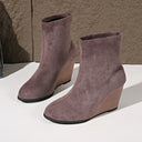 Botines de plataforma con cuña de gamuza para mujer