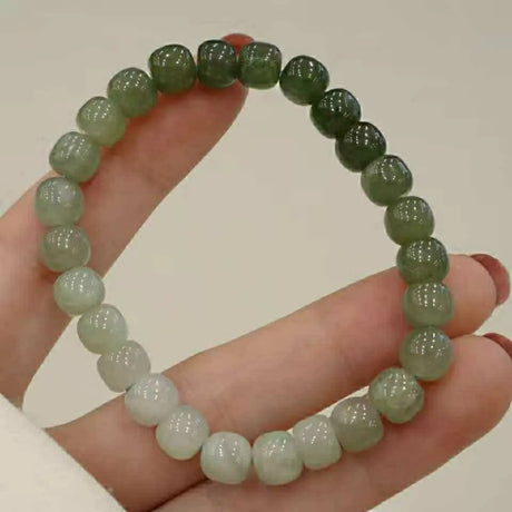 Natural Hetian Gradient Jade Barrel Bead Bracelet - Dazpy