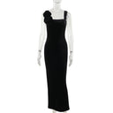Women's Velvet Flower-Detail Off-Shoulder Dress