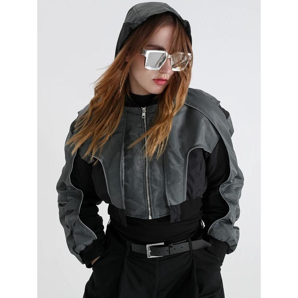 Autumn Reflective Splice Hooded Jacket