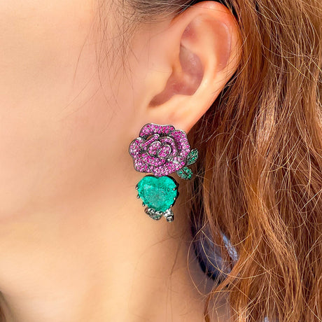 Heart Zircon Colored Treasure Earrings - Dazpy