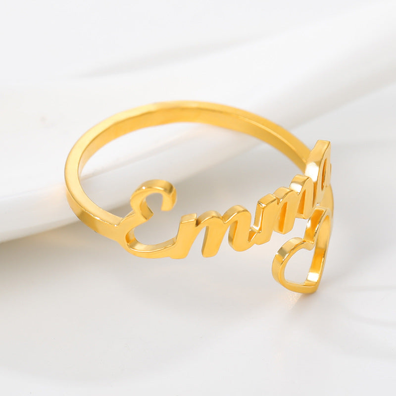 Name Letter Stainless Steel Ring - Dazpy