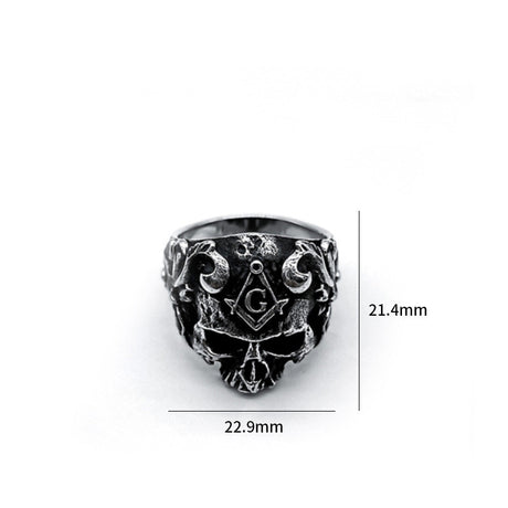 Men's Vintage Sterling Silver Skull Ring - Dazpy