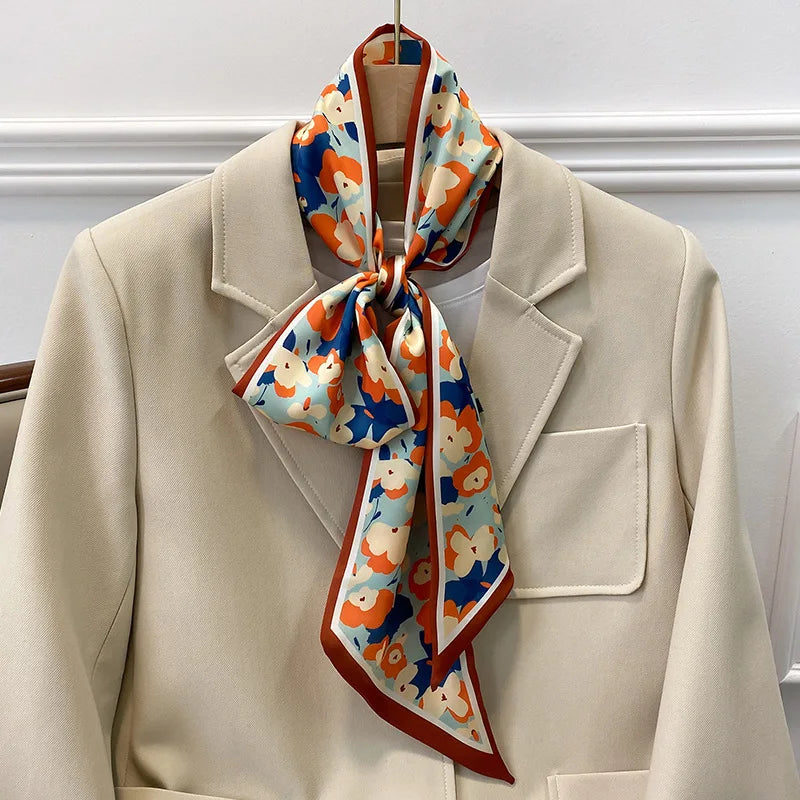 Floral Silk-Feel Long Scarf - Versatile Accessory for All Seasons