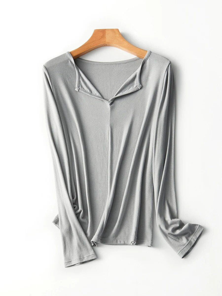 Elegant Square Neck Long Sleeve Tee