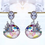 Micro-inlaid Zirconium Diamond Dream Castle Earrings - Dazpy