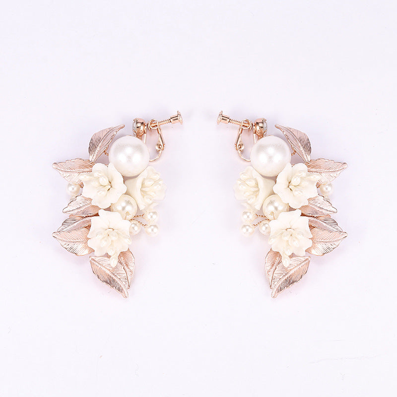 Female Pearl Bride Ceramic Earrings - Dazpy