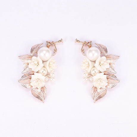 Female Pearl Bride Ceramic Earrings - Dazpy