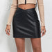 Elegant High Waist PU Leather Skirt