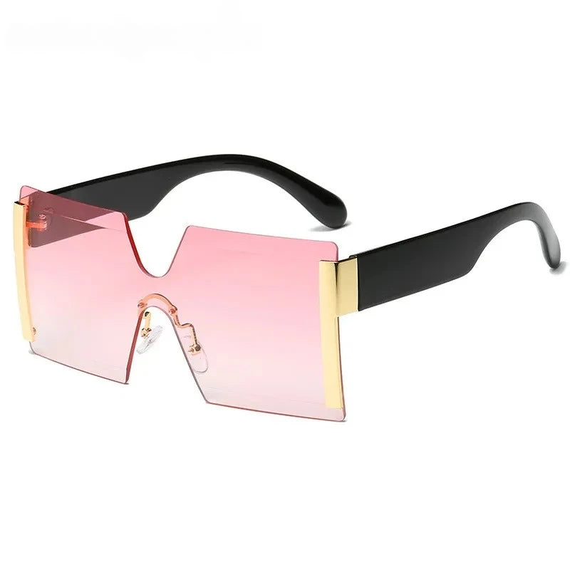 Gafas de sol cuadradas con degradado sin montura de lujo para mujer