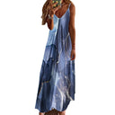 Vestido maxi sin mangas con corte en A y estampado localizado para mujer