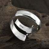 S925 Silver Retro Distressed Ring Men - Dazpy