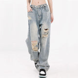 Schicke Streetwear Gradient Washed Jeans mit weitem Beindesign