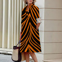 Women's Digital-Print Stretch A-Line Midi Dress