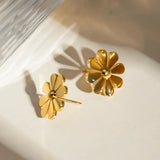 Summer Stainless Steel Light Luxury 18K PVD Plated Daisy Stud Earrings