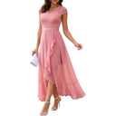 V-Neck Lace and Mesh A-Line Maxi Dress