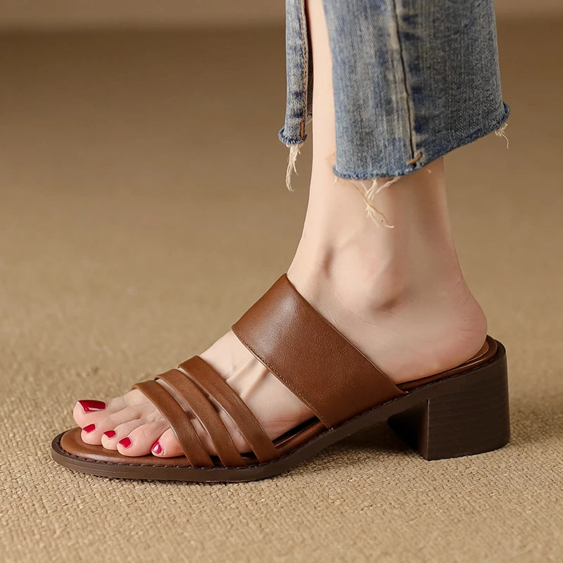 High Heel Leather Sandals