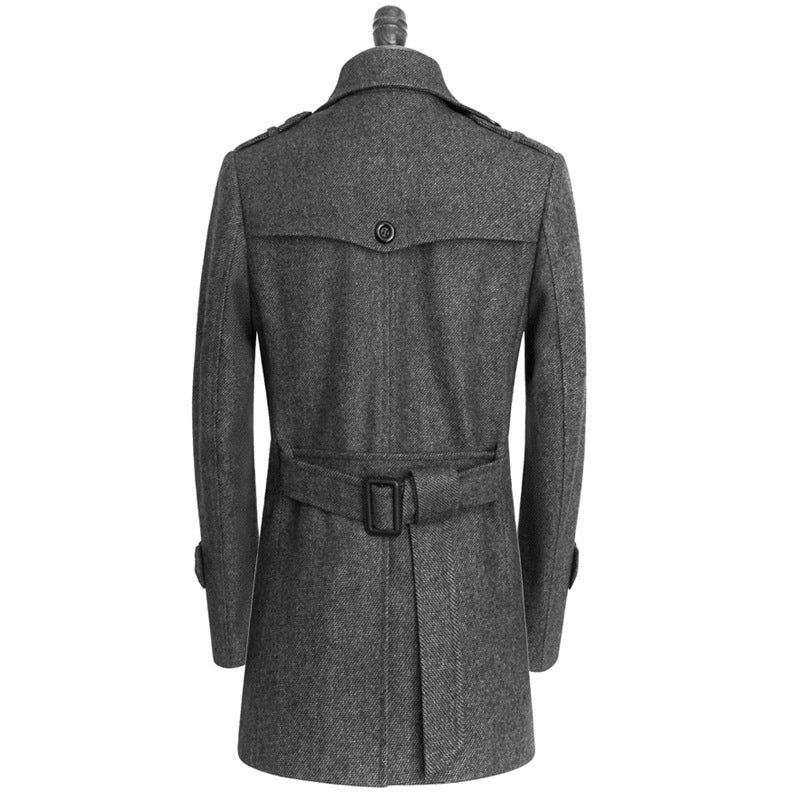 Young And Middle-aged Cashmere Coat Fat Casual Tweed Trench Coat Loose