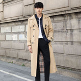 Men's Long Type British Slim-fitting Trench Coat