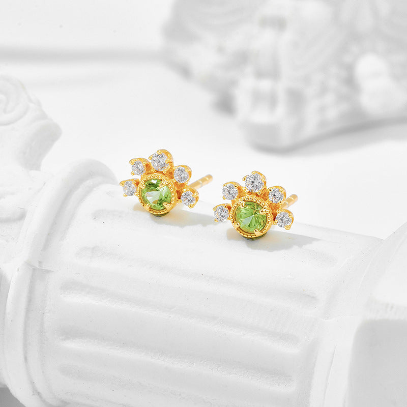 S925 Silver Plated 14K Gold Olivine Earrings - Dazpy