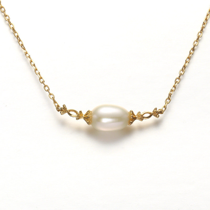 Silver Vintage Pearl Pendant Necklace Women's Simple - Dazpy