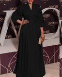 Women's High-Waist V-Neck Long Dress