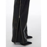 High-Waist Straight Leg PU Leather Pants for Women